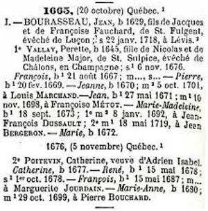 1665 census for Jean Bourassa family